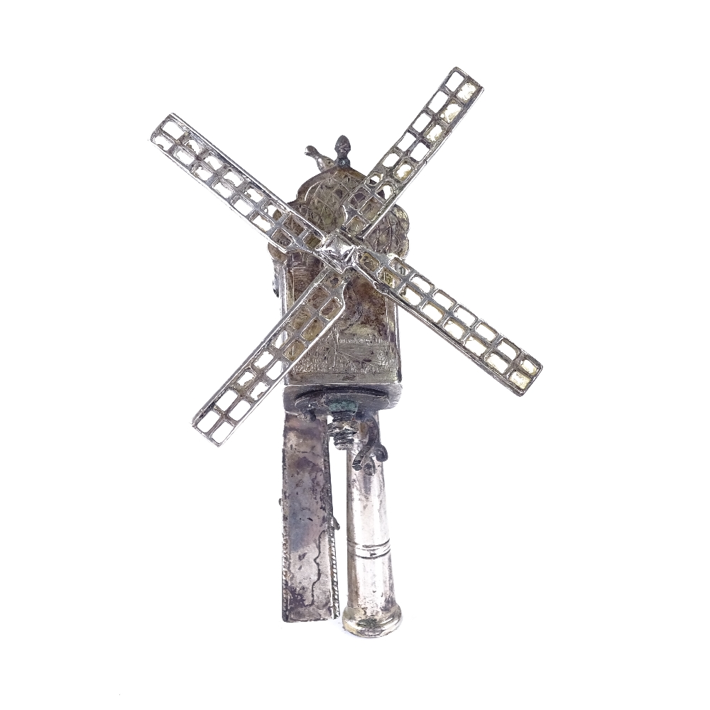 An Antique Continental unmarked silver windmill design wager cup part, realistically formed with - Image 2 of 4