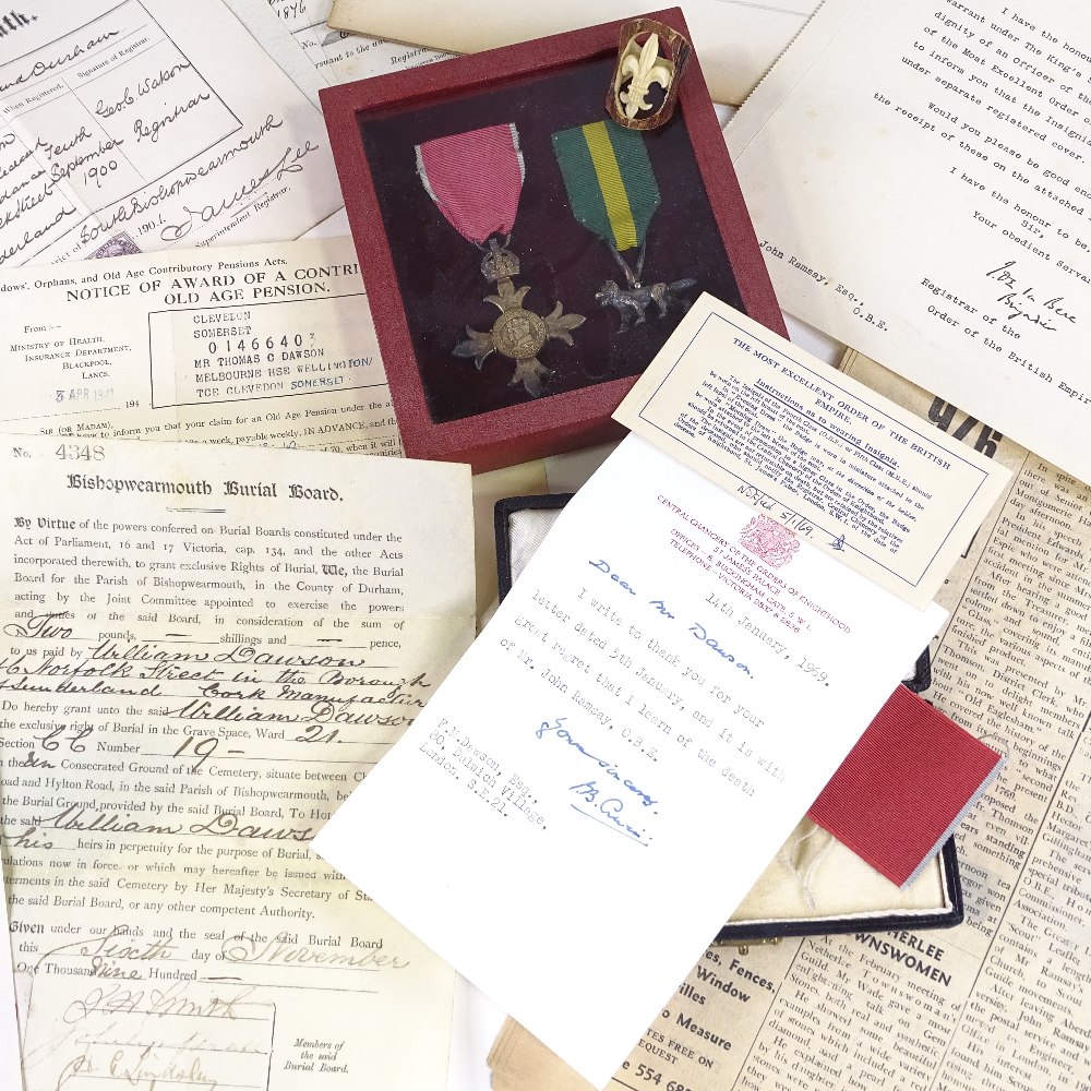 An OBE and Scout medal awarded to John Ramsay in 1950, with original leather case and associated - Image 2 of 3