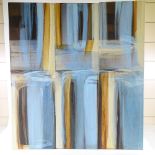 Sarah West, oil on canvas, blue ochre triptych, 2006, signed verso, 46" x 14" each, unframed (3)