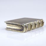 A William IV silver-gilt book vinaigrette, allover engine turned decoration, with gilt interior