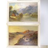 F E Jamieson, pair of oils on canvas, Highland Loch scenes, signed, title verso, 16" x 24", framed