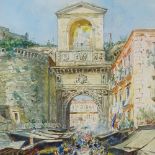 P De Fulvis, watercolour, market scene Naples, signed, 16" x 9", framed Some very light foxing,