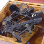 A sextant, mid-20th century, in original stained wood case