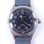 BULOVA - an American Second War Period military issue nickel plated mechanical wristwatch, black