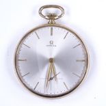 OMEGA - a Vintage 9ct gold-cased open-face top-wind pocket watch, ref. 713877, silvered dial with