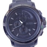HUGO BOSS - a black ion-plated stainless steel quartz chronograph wristwatch, ref. HB.76.1.34.