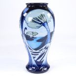 Moorcroft Pottery vase with blue landscape design, 2003, height 32cm Perfect condition