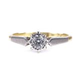 A mid-20th century 18ct gold 0.1ct solitaire diamond ring, platinum-topped settings, setting