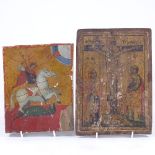 2 Russian painted and gilded icons on wood panels, height 23cm and 19cm (2)