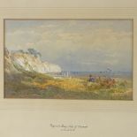John Henry Mole, watercolour, Pegwell Bay Isle of Thanet, signed and dated 1867, 5.5" x 9", framed