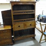 An Antique Breton cherry wood open dresser, width 108cm, height 185cm