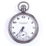 ROLEX - a 1920s silver-cased open-face top-wind pocket watch, retailed by Camerer, Cuss & Co of