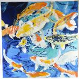 Clive Fredriksson, oil on canvas, Koi Carp, unframed, 39.5" x 39.5"