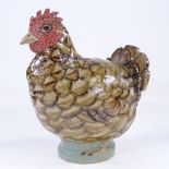 A Studio pottery Sussex speckled hen, Zoo Ceramics Animal Sculpture Series, by Tracy Wright 2005,