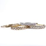 4 9ct gold diamond set rings, sizes M, P x 2 and T, 6.7g total (4) Good overall condition, no
