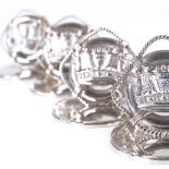 A set of 4 George V silver Naval Crown menu card holders, by John William Barrett, hallmarks