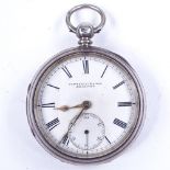 A 19th century silver-cased open-face key-wind pocket watch, by Fattorini & Sons of Bradford,