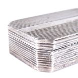 A 19th century Continental silver octagonal snuffbox, allover reeded decoration, length 7cm, 2.1oz