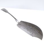 A George III silver Fiddle pattern fish serving slice, pierced and engraved blade with floral