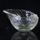 Tapio Wirkkala for Iittala Finland, line cut glass petal dish, circa 1950s, signed, length 12.5cm,