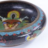 A Chinese cloisonne enamel dragon decorated bowl, 4 character mark, diameter 20cm Metal is