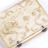 A small 19th century French ivory box, with relief carved phoenix decorated lid, 7cm x 5cm Lid has a