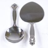 GEORG JENSEN - a Danish stylised sterling silver Acorn pattern (Konge) preserve spoon and pastry