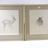 John Skeaping, pair of lithographs, deer, signed in the plate, 16" x 12", framed Slight paper