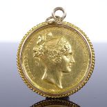 A 22ct gold King William IV and Queen Adelaide Coronation medallion, designed by William Wyon, in