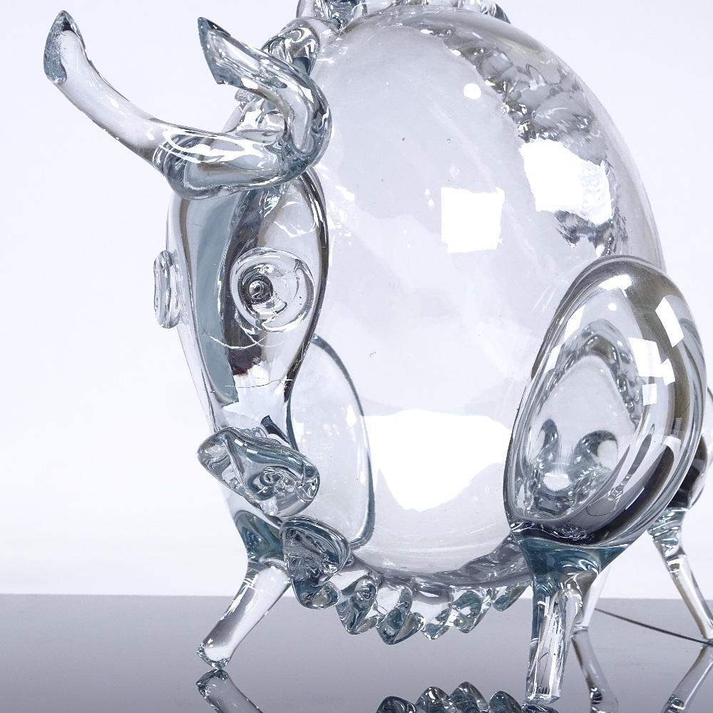 Andrea Tagliapietra (born 1955), Murano clear glass bull sculpture, made for OMG (Original Murano