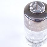 An Edwardian silver-mounted sailing Essex Crystal cut-glass scent bottle, hinged lid with gilt