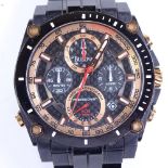BULOVA - a black ion and rose gold plated stainless steel Precisionist quartz chronograph