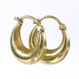 A pair of unmarked gold hoop earrings, earring height 15mm, 2.8g Very good original condition, no