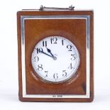 An Victorian nickel-cased Goliath travelling timepiece, in silver-mounted leather travelling case,