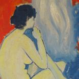 Oil on canvas, seated nude, unsigned, 30" x 25", framed Good condition