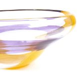 A large multi-colour glass Studio table centre bowl, indistinct artist's signature under base,