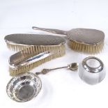Various silver items, including dressing table brushes, glass Vesta, pin tray etc Lot sold as seen