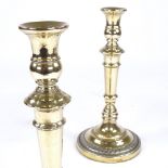 A pair of 19th century Continental polished brass candlesticks, height 26cm