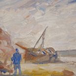 Ronald Ossory Dunlop (1894 - 1973), oil on board, coastal scene, signed, 10" x 15", framed Good