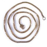 A Continental 9ct gold box-link chain necklace, London import hallmarks, necklace length 61cm, 21.8g