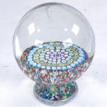 A large 19th century Millefiori paperweight on glass base, dated 1848, height 14cm, diameter