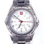WENGER - a Swiss stainless steel SAK design quartz wristwatch, white dial with steel Arabic numerals