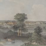19th century colour print, view of Leicester, image 11" x 17", and a print, the south prospect of