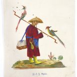 19th century Chinese School, watercolour, study of a merchant, sheet size 12" x 8", unframed