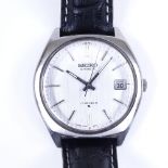 SEIKO - a Vintage stainless steel automatic wristwatch, ref. 6308-8000, silvered dial with baton