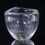 Tapio Wirkkala for Iittala Finland, line cut glass bowl, circa 1950, signed, height 5cm, diameter