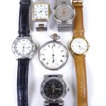 Various watches, including a silver open-face pocket watch, Bulova quartz and Benson Aquamaster, (6)