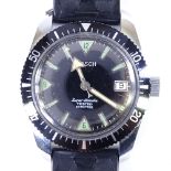 BOSCH - a Vintage stainless steel Super Etanche Diver's mechanical wristwatch, black dial with