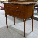 A 19th century mahogany 2-drawer side table on turned legs, width 85cm