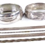 Various silver jewellery, including hinged bangles, bracelets and necklaces, 134.8g total Lot sold